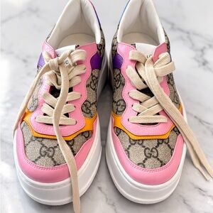 Gucci Pink and Purple Logo Sneakers